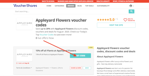 Appleyard Flowers voucher codes page