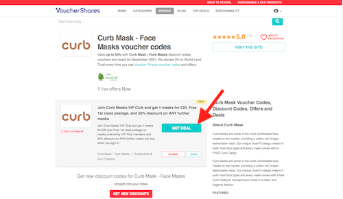 Curb Mask - Face Masks voucher codes page