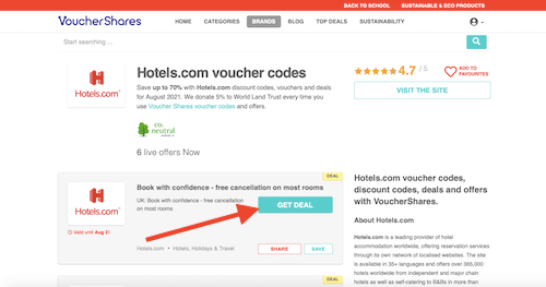 Hotels.com voucher code