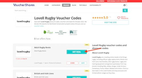 Lovell Rugby voucher code