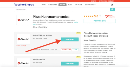 Pizza Hut voucher code