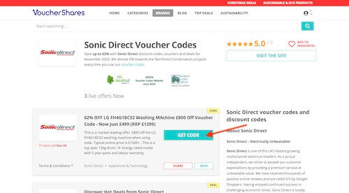 Sonic Direct voucher code