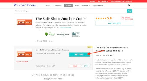 The Safe Shop voucher code