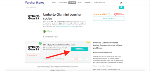 Umberto Giannini discount codes page