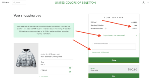 United Colors of Benetton voucher code savings