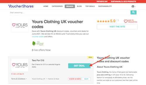 Yours Clothing UK voucher code