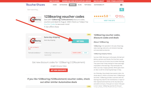 123Bearing voucher codes page