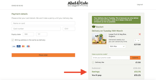 Abel & Cole voucher code savings