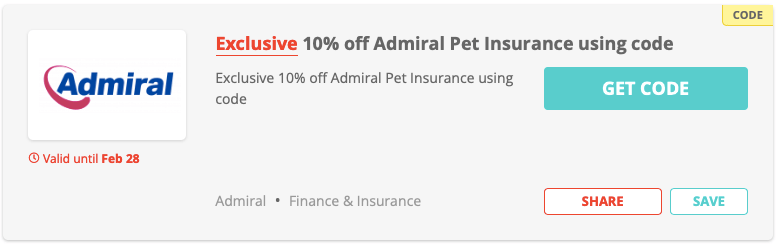 Admiral discount code