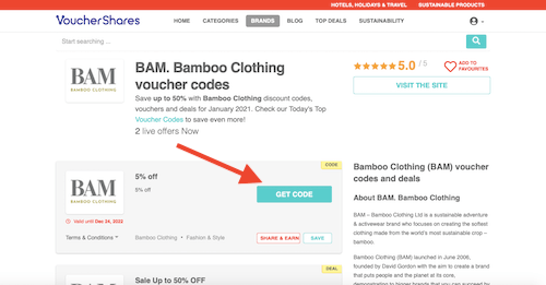 BAM. Bamboo Clothing discount code