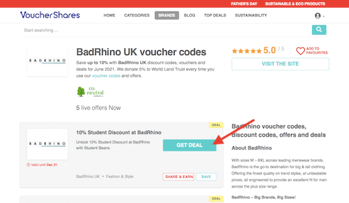 BadRhino UK voucher codes page