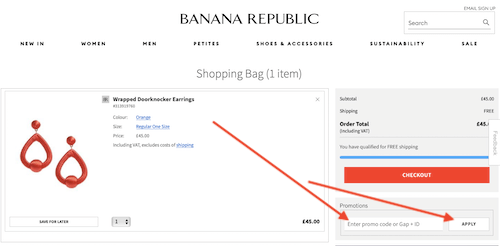 Banana Republic promo code savings