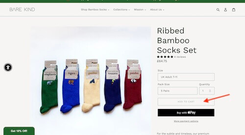 Bare Kind Bamboo Socks shopping cart