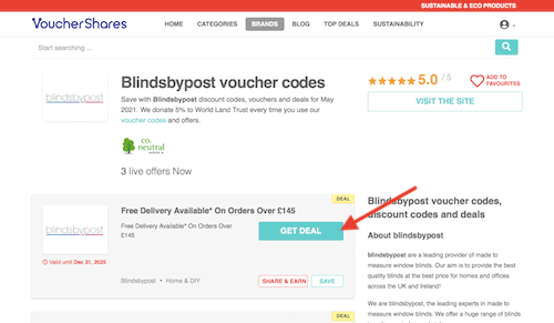 Blindsbypost discount codes page