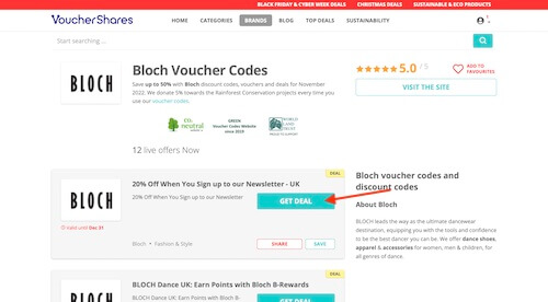 Bloch discount code