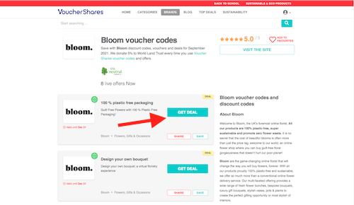 Bloom voucher codes page