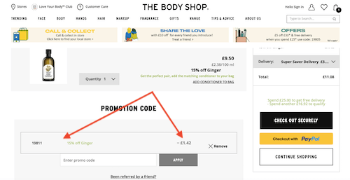 Body Shop voucher code savings 