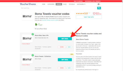 Boma towels voucher codes page
