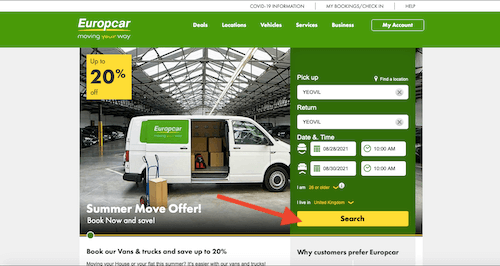 Book Europcar vehicle hire