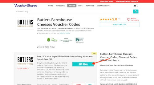 Butlers Farmhouse Cheeses voucher code