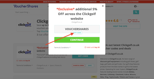 ClickGolf voucher code