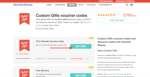 Custom Gifts voucher code
