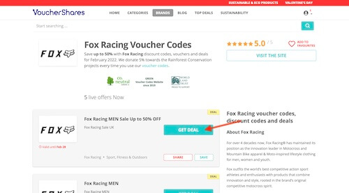 Fox Racing voucher code