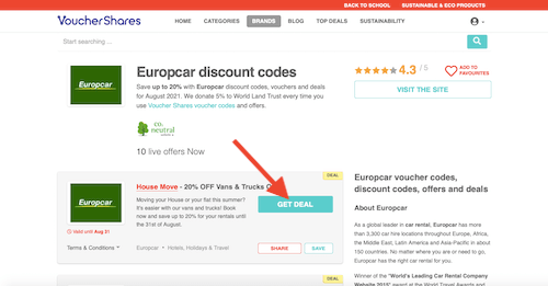 Get Europcar discount code