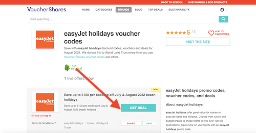Get easyJet holidays voucher code