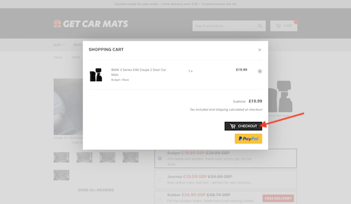 GetCarMats check out page