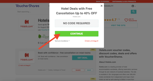 Go to the Hotels.com website