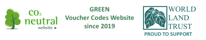 CO2 neutral website, green voucher codes website since 2019, proud to support World Land Trust
