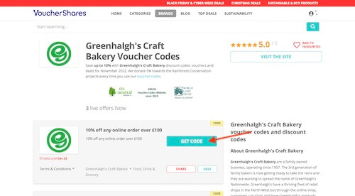 Greenhalgh's Craft Bakery voucher code