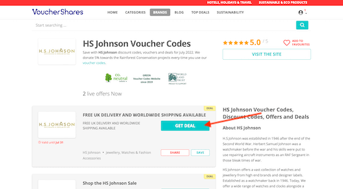 HS Johnson voucher code
