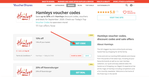 Hamleys voucher code