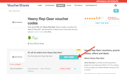 Heavy Rep Gear voucher codes page