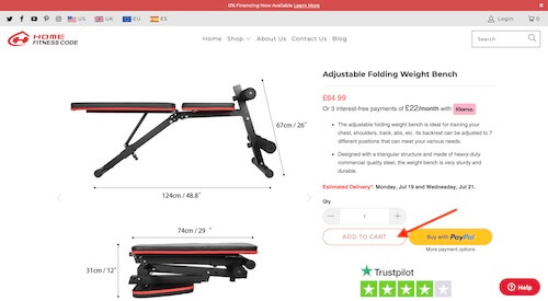 Home Fitness Code shopping cart