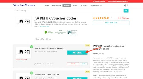 JW PEI UK voucher code