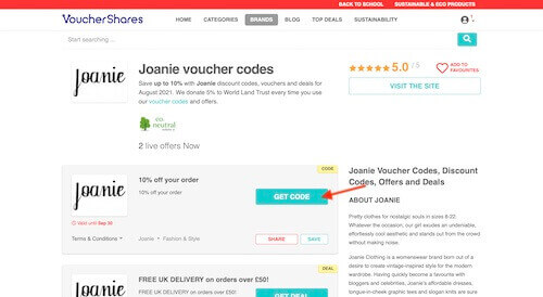 Joanie discount code