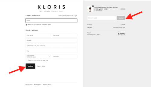 KLORIS discount code