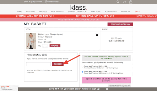 Klass discount code discount