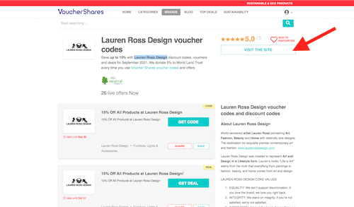 Lauren Ross Design discount code page