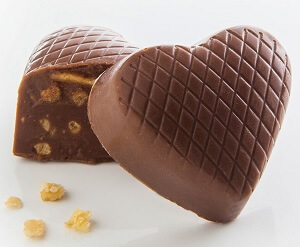Lilly O'Brian chocolate hearts with honey comb in the middle