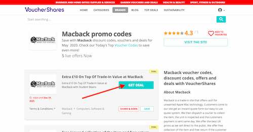 MacBack promo code page