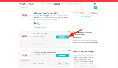 Maqio discount code page