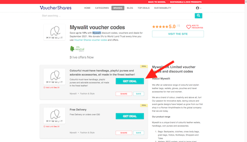 Mywalit voucher codes page