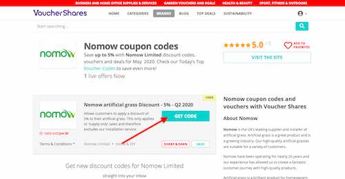 Nomow Coupon Codes page