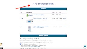Oxford Online Pharmacy Shopping Basket