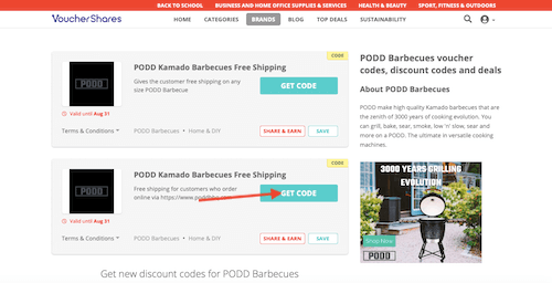 PODD Barbecues voucher codes page