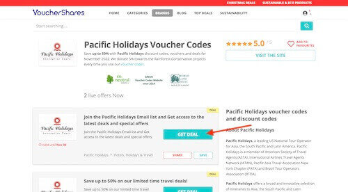 Pacific Holidays voucher code